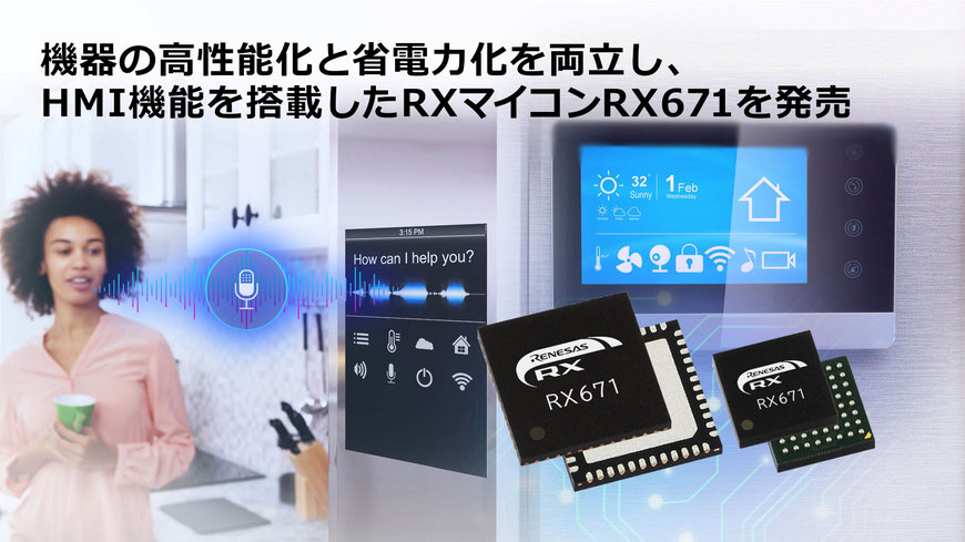 機器の高性能化と省電力化を両立し、非接触操作を実現するHMI機能を搭載した32ビットRXマイコン「RX671」を発売